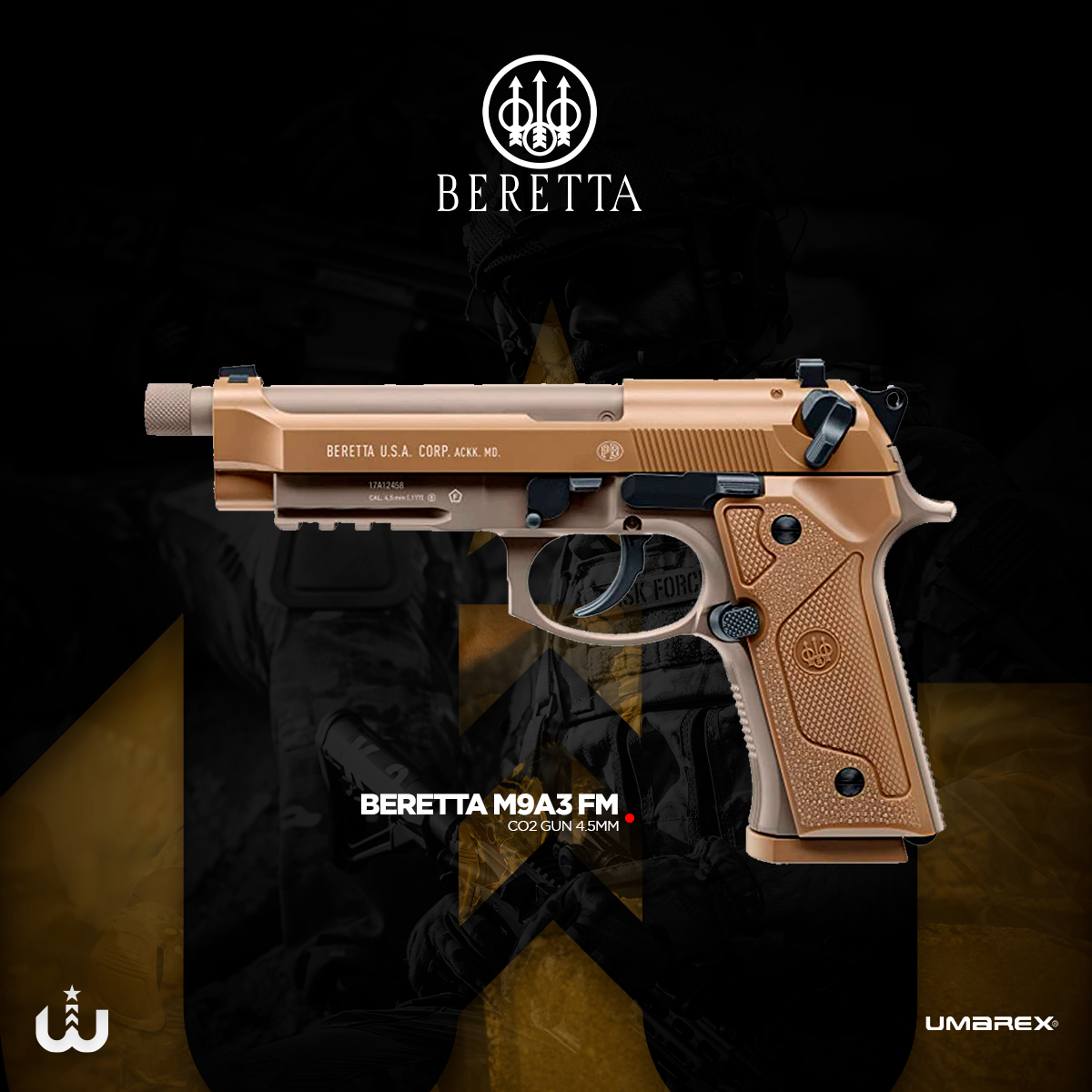 Pistola Balines BERETTA MOD M9A3 CAL 4.5mm