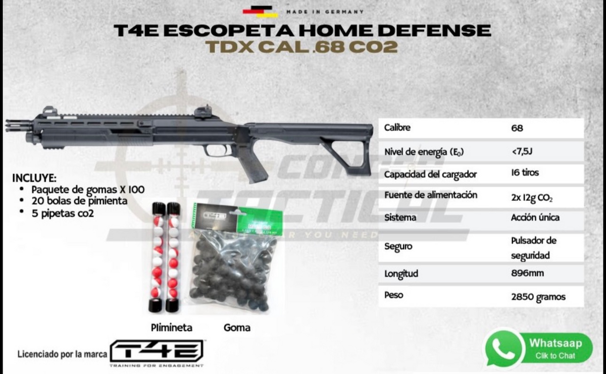 Escopeta HDX 68 Umarex Cal .68 16J Uso Deportivo + Pimienta + Goma