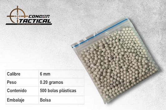 Balines Airsoft 6mm 0.20g x500 – Bolsa Recarga